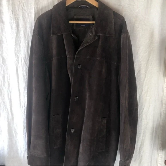 Mens Hathaway brown suede long shirt jacket size XXL - Picture 1 of 10
